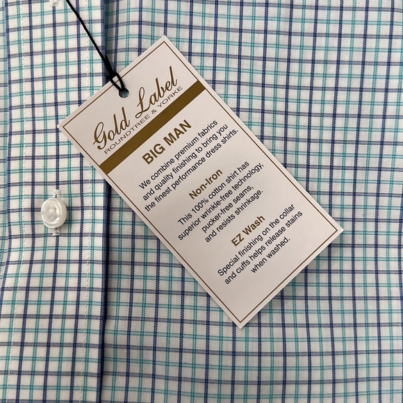 Gold Label Roundtree & Yorke Blue Stripe Dress Shirt Big & Tall Neck 20 … - Picture 7 of 9